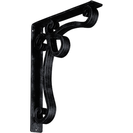 Ekena Millwork Orleans Wrought Iron Bracket, (Triple center brace), Antiqued Pewter 2"W x 12"D x 15"H BKTM02X12X15TOLAPW